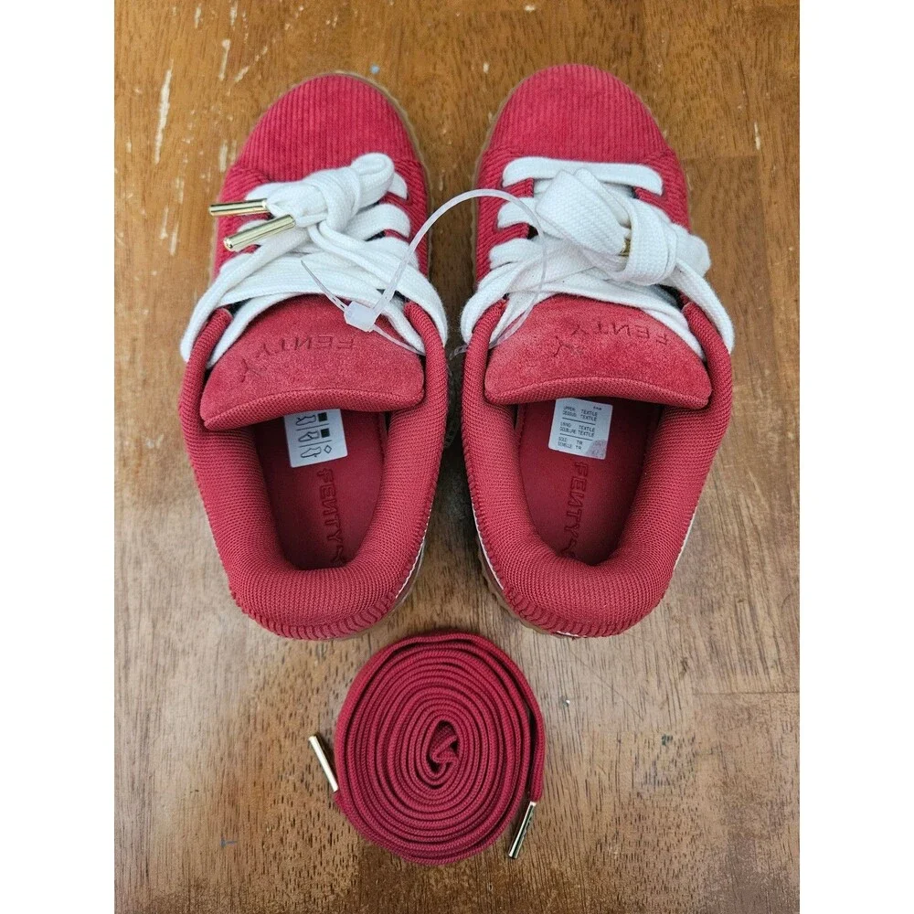 Puma X Fenty Creeper Phatty Rihanna Corduroy Red White Kids Shoes Size 3 New